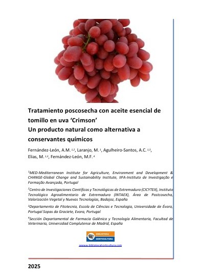 Tratamiento poscosecha con aceite esencial de tomillo en uva ‘Crimson’